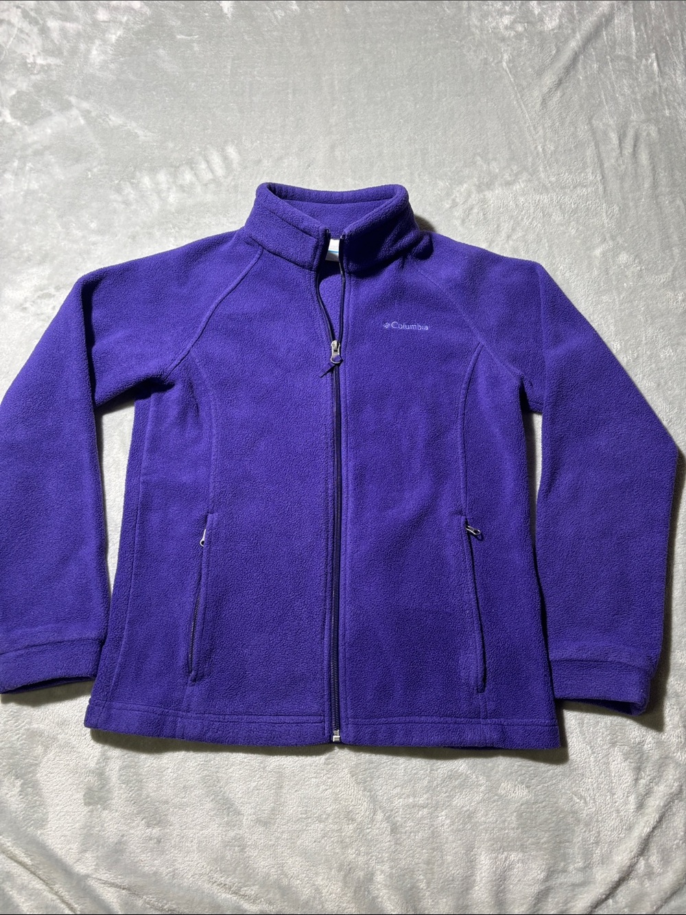 Columbia Girls L 14-16 Purple Full Zip Fleece Jacket Zip Pockets Outdoor